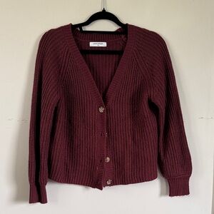 Elegant Burgundy Women's Cardigan Sweater